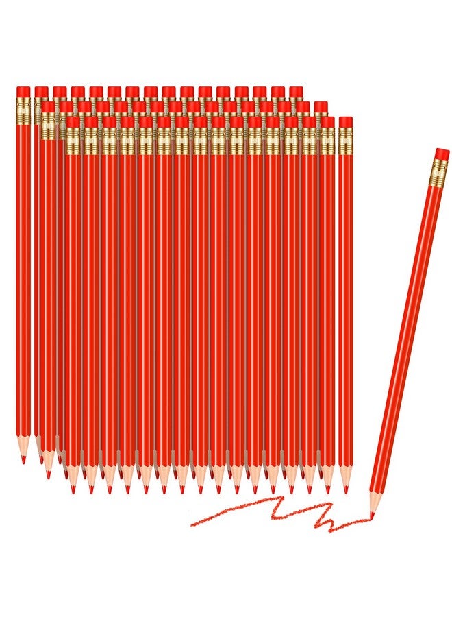 Chinco 48 Pieces Red Pencils With Eraser Pre Sharpened Pencils Red Checking Pencils Red Correcting Pencils Erasable 2 Hb Grading Pencil For Checking Tests Grading Map Coloring Editing Office Favors - Image 1