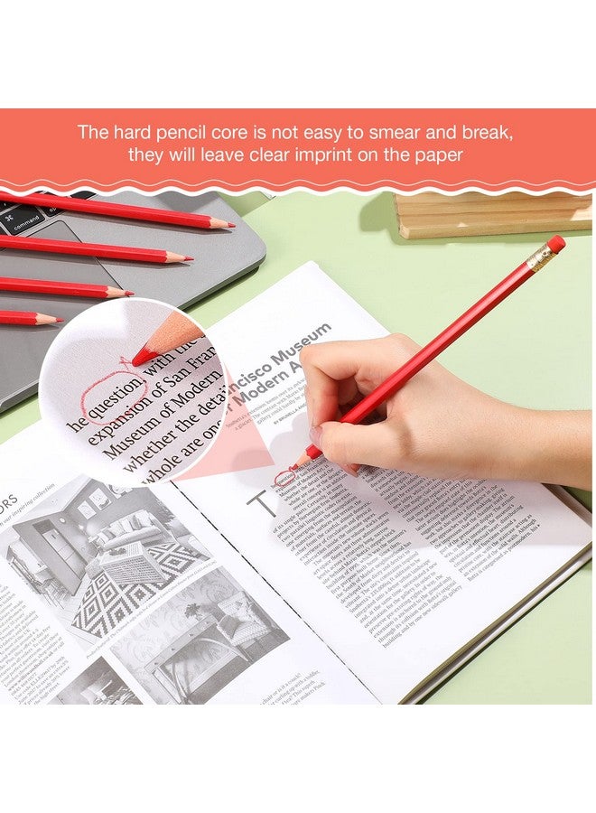 Chinco 48 Pieces Red Pencils With Eraser Pre Sharpened Pencils Red Checking Pencils Red Correcting Pencils Erasable 2 Hb Grading Pencil For Checking Tests Grading Map Coloring Editing Office Favors - Image 5