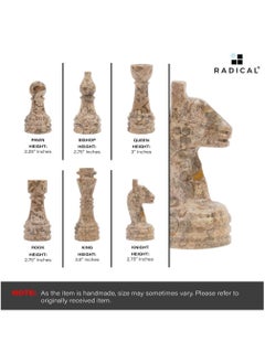 RADICALn RADICALn Large Handmade Black and Fossil Coral Marble Full Chess Board Game for Kids and Adult- Home Décor Sets  - Image 5