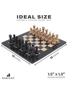 RADICALn RADICALn Large Handmade Black and Fossil Coral Marble Full Chess Board Game for Kids and Adult- Home Décor Sets  - Image 4