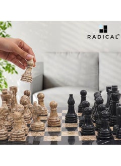 RADICALn RADICALn Large Handmade Black and Fossil Coral Marble Full Chess Board Game for Kids and Adult- Home Décor Sets  - Image 3