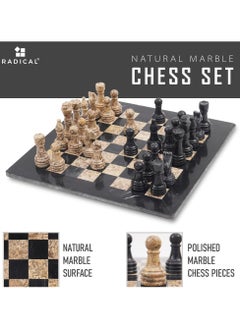 RADICALn RADICALn Large Handmade Black and Fossil Coral Marble Full Chess Board Game for Kids and Adult- Home Décor Sets  - Image 2