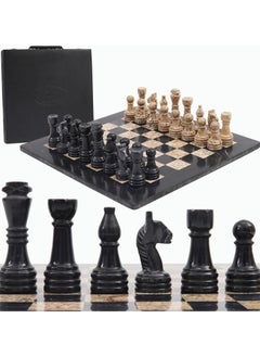 RADICALn RADICALn Large Handmade Black and Fossil Coral Marble Full Chess Board Game for Kids and Adult- Home Décor Sets  - Image 1