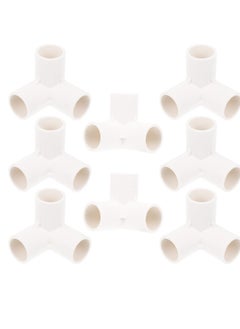 Generic 3 Way PVC Fitting Elbow, 8Pcs Water Pipe Adapters Pipe Corner, Connectors Pipe Accessories Connection Joints for DIY PVC Shelf Garden Support Structure White  - Image 1