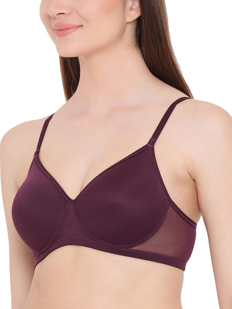 Clovia Women's Powernet Solid Padded Full Cup Wire Free T-Shirt Bra (BR1480P12_Dark Purple_38B) - Image 4