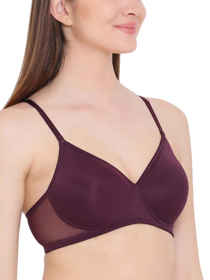 Clovia Women's Powernet Solid Padded Full Cup Wire Free T-Shirt Bra (BR1480P12_Dark Purple_38B) - Image 3
