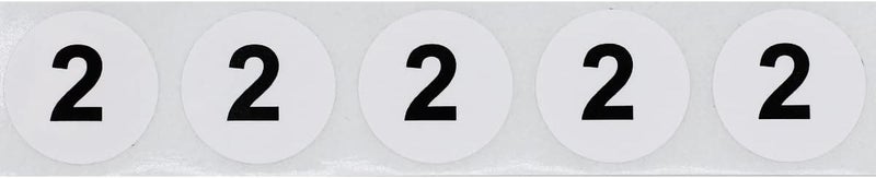 InStockLabels.com White with Black Number 2 Circle Dot Stickers, 3/4 Inch Round, 500 Labels on a Roll for Organization and Inventory - Semi-Gloss Finish - Made in The USA - Image 2