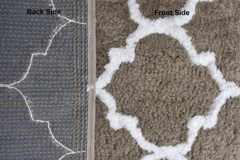 AEROHAVEN™ Glorious Super Soft Microfiber Abstract Moroccan Designer Anti Slip Bathmat (Taupe, 40 cm x 60 cm) - Image 3