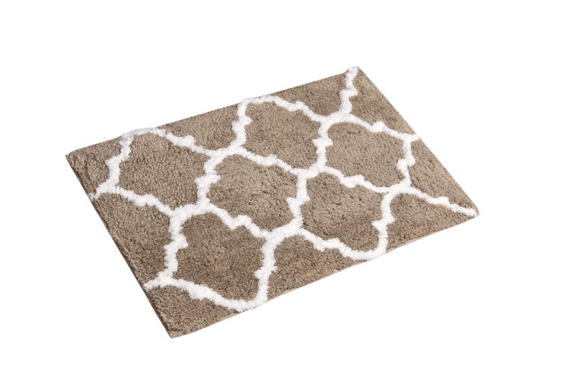 AEROHAVEN™ Glorious Super Soft Microfiber Abstract Moroccan Designer Anti Slip Bathmat (Taupe, 40 cm x 60 cm) - Image 2