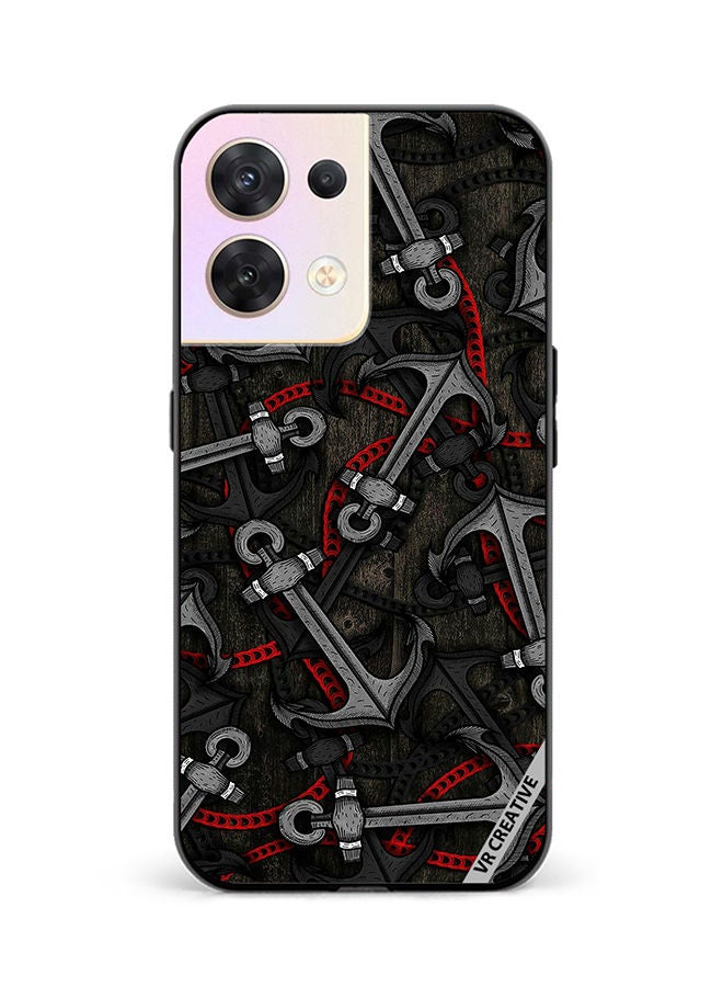 VR CREATIVE Protective Case Cover For Oppo Reno8 5G Anchor Leggings Design Multicolour - Image 1