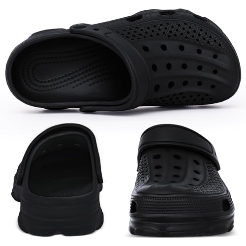 Beslip Womens Mens Garden Clogs Shoes with Arch Support Unisex Comfort Slip-on Sandals, Black 44 (11.5-12 Women/10-10.5 Men) - Image 2