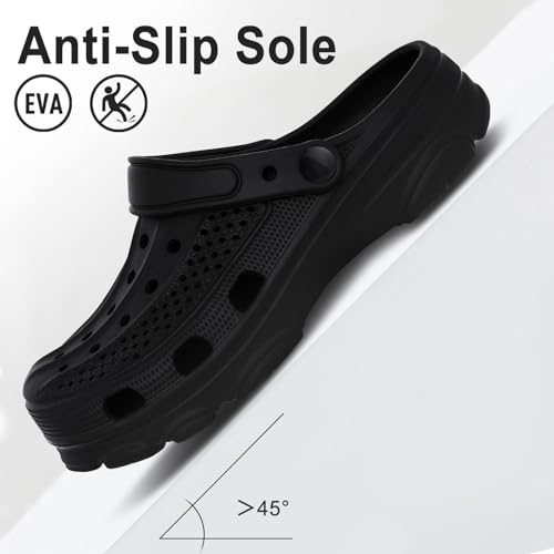 Beslip Womens Mens Garden Clogs Shoes with Arch Support Unisex Comfort Slip-on Sandals, Black 44 (11.5-12 Women/10-10.5 Men) - Image 4