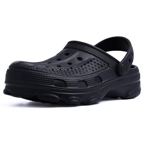 Beslip Womens Mens Garden Clogs Shoes with Arch Support Unisex Comfort Slip-on Sandals, Black 44 (11.5-12 Women/10-10.5 Men) - Image 1