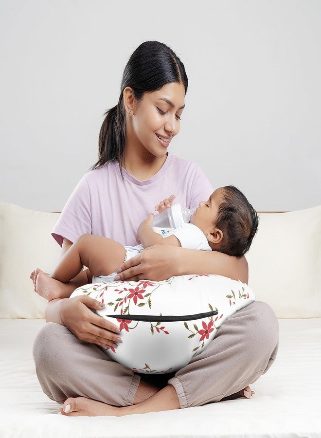 Wakefit Feeding Pillow for New Born Baby | 3 Months Warranty | 5 in 1 Nursing Pillow with Belt and Hoop for Breastfeeding with Cotton Removable Cover | Sakura White - Image 2