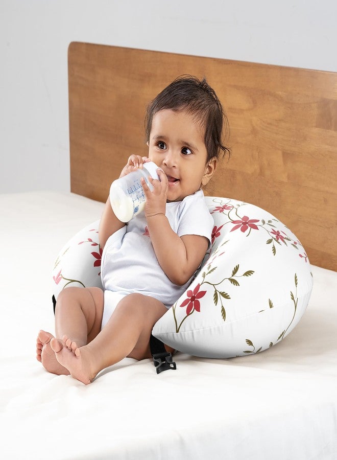 Wakefit Feeding Pillow for New Born Baby | 3 Months Warranty | 5 in 1 Nursing Pillow with Belt and Hoop for Breastfeeding with Cotton Removable Cover | Sakura White - Image 3