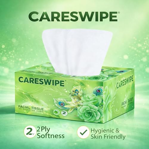 Careswipe Tissue Paper Box | 600 Pulls | 6 Packs x 100 Pulls | Soft & Absorbent Facial Tissue | 2 Ply Gentle Face Tissue for Home, Office & Car Use - Image 3
