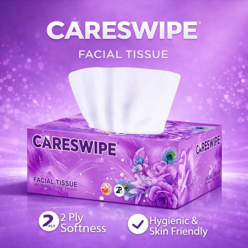 Careswipe Tissue Paper Box | 600 Pulls | 6 Packs x 100 Pulls | Soft & Absorbent Facial Tissue | 2 Ply Gentle Face Tissue for Home, Office & Car Use - Image 4