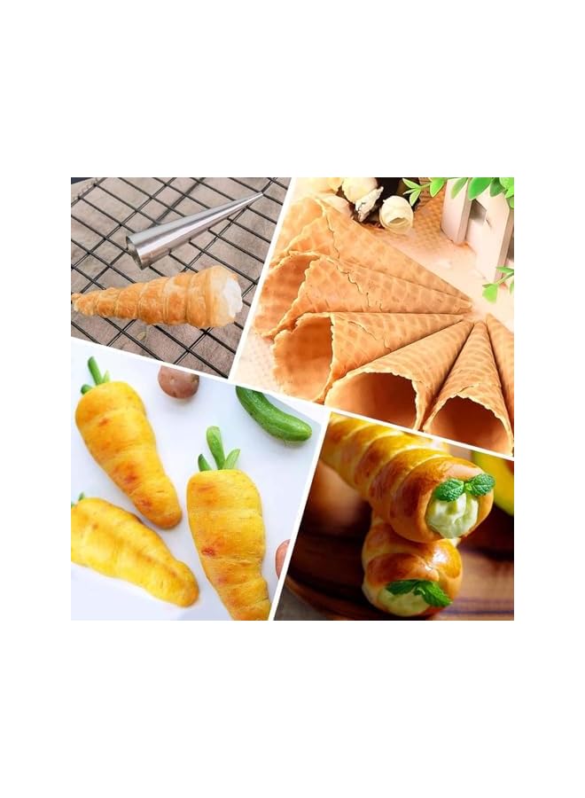 S-TOP Conical Cream Horn Molds, 20Pcs Non-Stick Cones Tubes, 2 Sizes Stainless Steel Cannoli Tubes Kit Pack Of Baking Pastry Roll Croissant Mold For Danish - Image 2