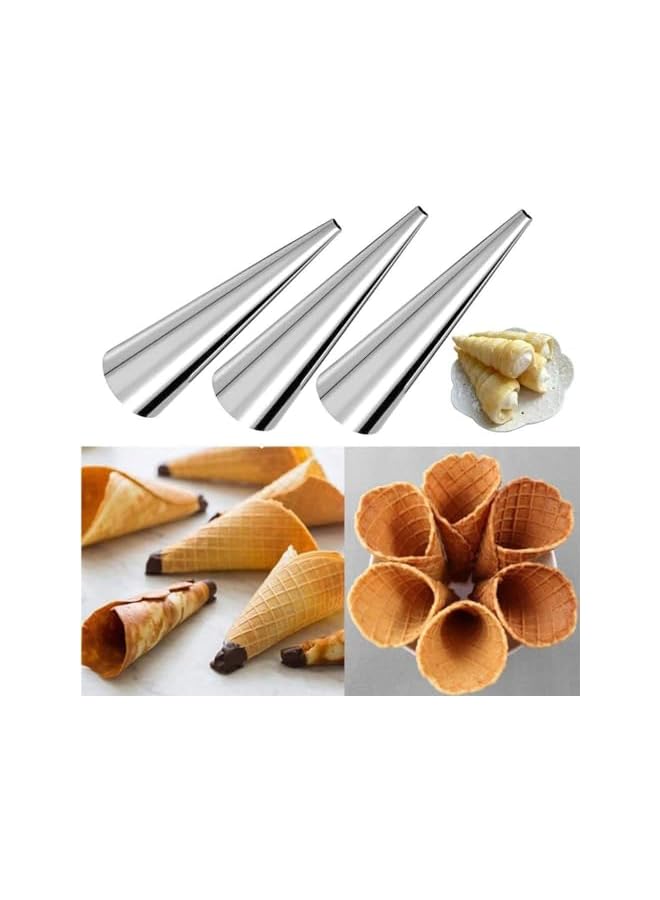 S-TOP Conical Cream Horn Molds, 20Pcs Non-Stick Cones Tubes, 2 Sizes Stainless Steel Cannoli Tubes Kit Pack Of Baking Pastry Roll Croissant Mold For Danish - Image 3