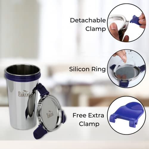 PDDFALCON EcoNxt Stainless Steel Tumbler/Glass Set with All-Steel Lid, Extra Clamp,Zero Plastic Contact,100% Leakproof BIS Certified, Jindal Seal & Made in India Ideal for Office, Gym, Travel (300ml) - Image 3