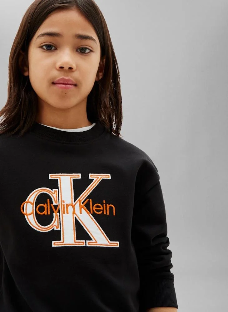 Calvin Klein Jeans Pvh Black Monologo Terry Crew Neck Sweatshirt for Men | Best Price UAE