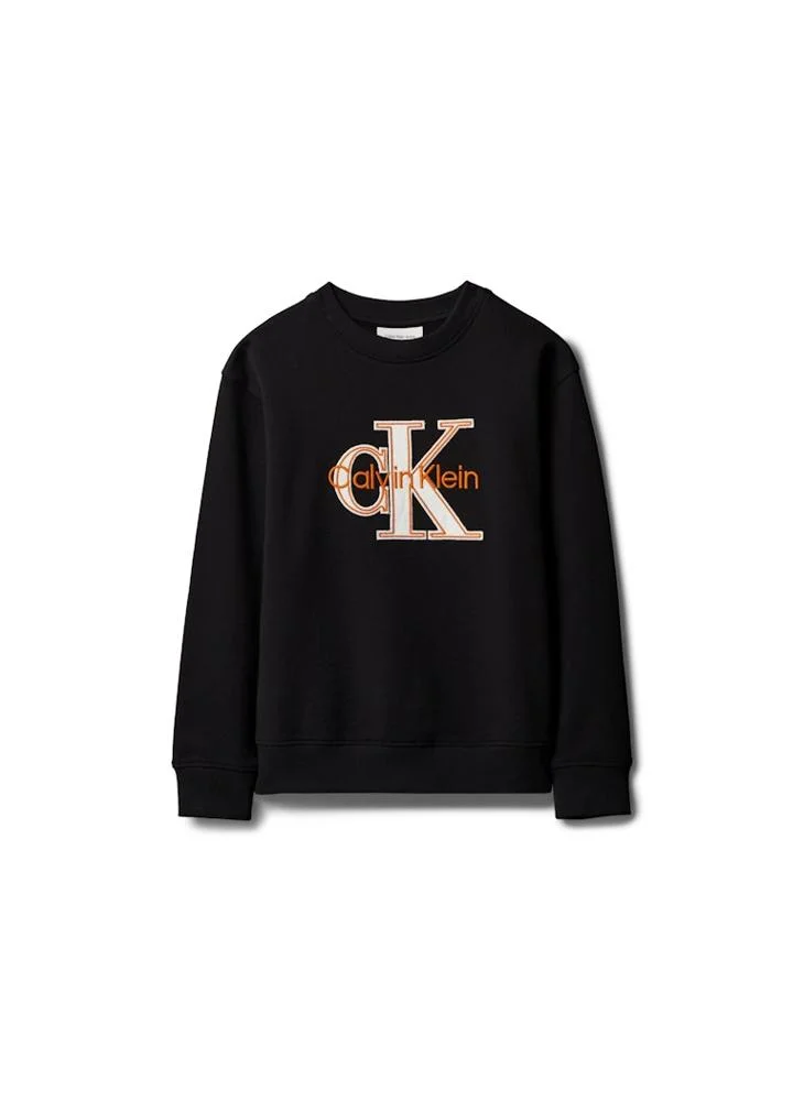 Calvin Klein Jeans Pvh Black Monologo Terry Crew Neck Sweatshirt for Men | Best Price UAE