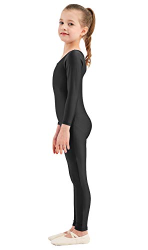 speerise Girls Unitards Gymnastics Long Sleeves Full Body Toddler Ballet Leotards for Kids Costumes, Black, L - Image 3