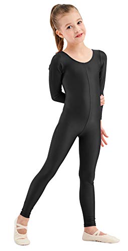 speerise Girls Unitards Gymnastics Long Sleeves Full Body Toddler Ballet Leotards for Kids Costumes, Black, L - Image 2