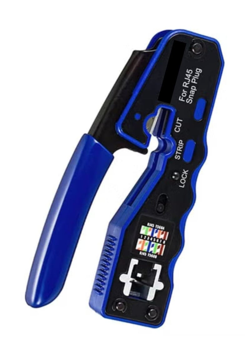 RJ45 Crimp Tool Pass Through Crimper Cutter for Cat6a Cat6 Cat5 8P8C Modular Connector Ethernet All-in-one Wire Tool