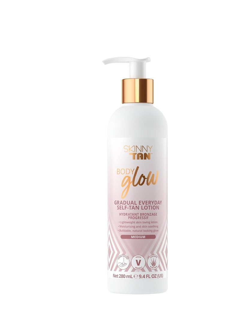 Skinny Tan Skinny Tan Body Glow Gradual Tan Lotion - Lightweight, Fast-Absorbing Formula - Coconut and Vanilla Scent - Enriched with Aloe Vera and Guarana - Natural, Streak Free Gold Color - Medium - 9.4 oz  - Image 4