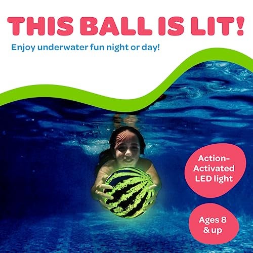 Watermelon Ball كرة البطيخ المتوهجة - لعبة بركة تتلألأ في الظلام للأطفال من عمر 8-12، المراهقين، البالغين - لعبة بركة بطول 9 بوصات للمتعة العائلية - Image 2