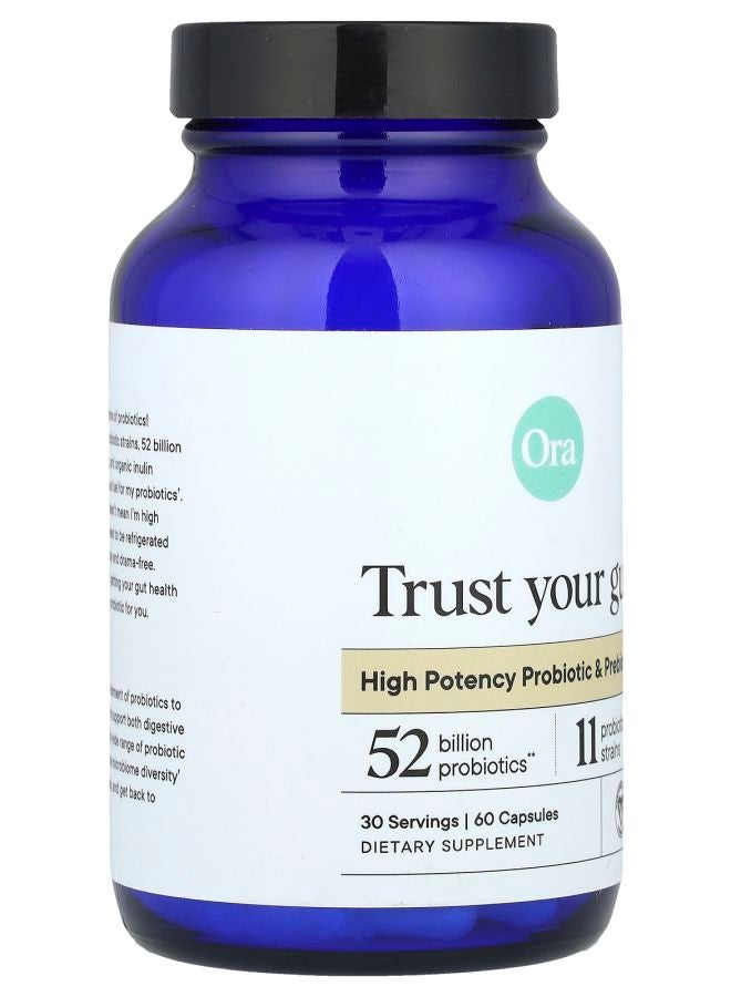 Ora Trust Your Gut High Potency Probiotic & Prebiotic 60 Capsules - Image 2