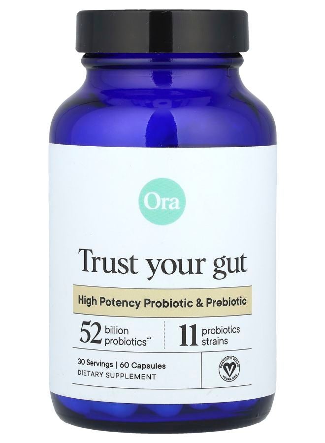 Ora Trust Your Gut High Potency Probiotic & Prebiotic 60 Capsules - Image 1