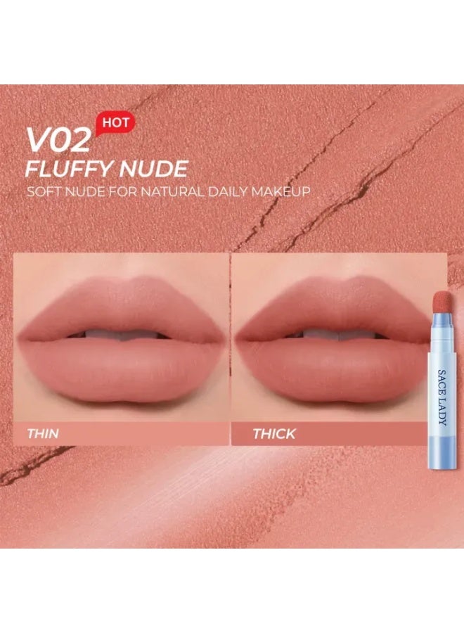 SACE LADY Matte Air Cushion Lip & Cheek Cream – Shade 02 Fluffy Nude – Waterproof, Non-Sticky, Velvet Matte Finish - Image 1