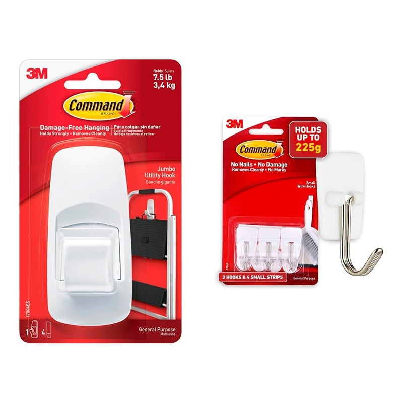 Command Command Plastic Jumbo Utilty Wall Hooks Up to 34Kg Holds Strongly Heavy Duty Reusable Adhesive  - Image 1