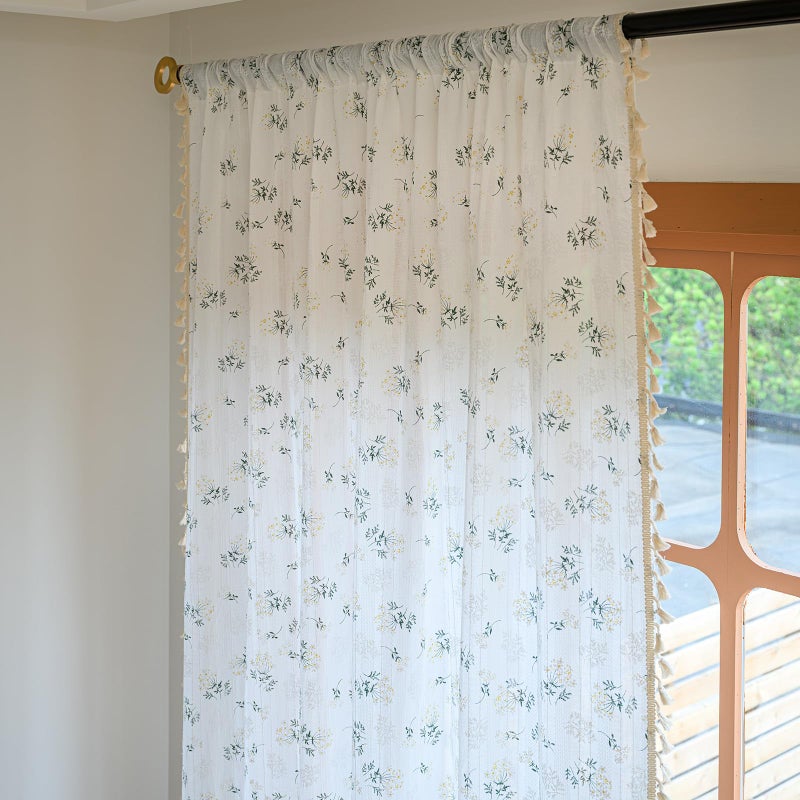 ENJOYBRIDAL Floral 84 Inch Curtains for Bedroom Living Room Drapes Boho Rod Pocket Semi Sheer Floor Length Window Curtains 2 Panel Sets Farmhouse Light Filtering Vintage Patterned Window Treatments - Image 4