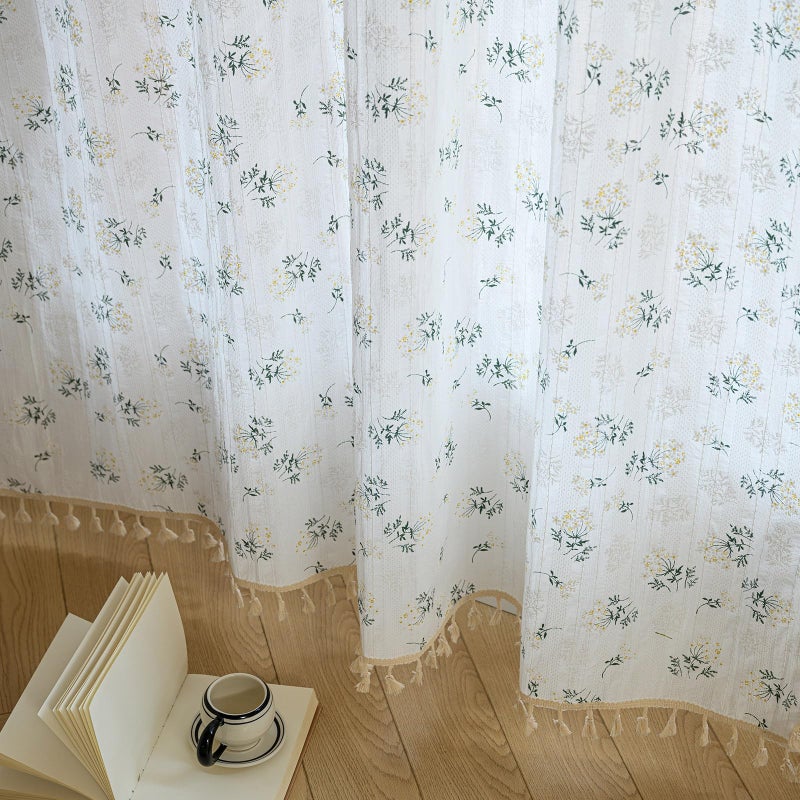 ENJOYBRIDAL Floral 84 Inch Curtains for Bedroom Living Room Drapes Boho Rod Pocket Semi Sheer Floor Length Window Curtains 2 Panel Sets Farmhouse Light Filtering Vintage Patterned Window Treatments - Image 5