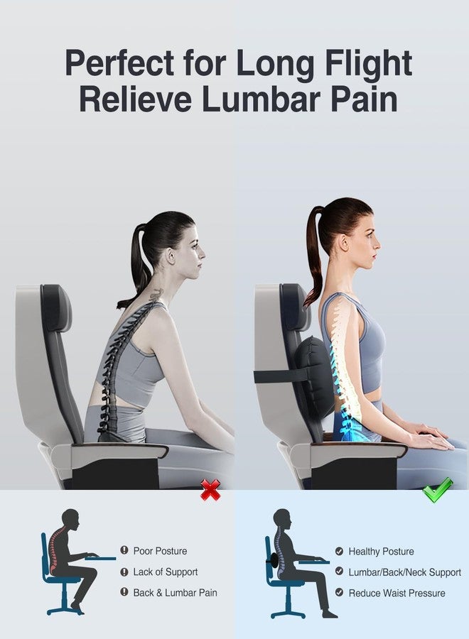Luxtude Inflatable Lumbar Pillow for Airplane Travel, Lumbar Support Pillow for Office Chair/Car, Self-Inflating Travel Airplane Pillows, Back Support Pillows for Reducing Back/Neck Pain - Image 2