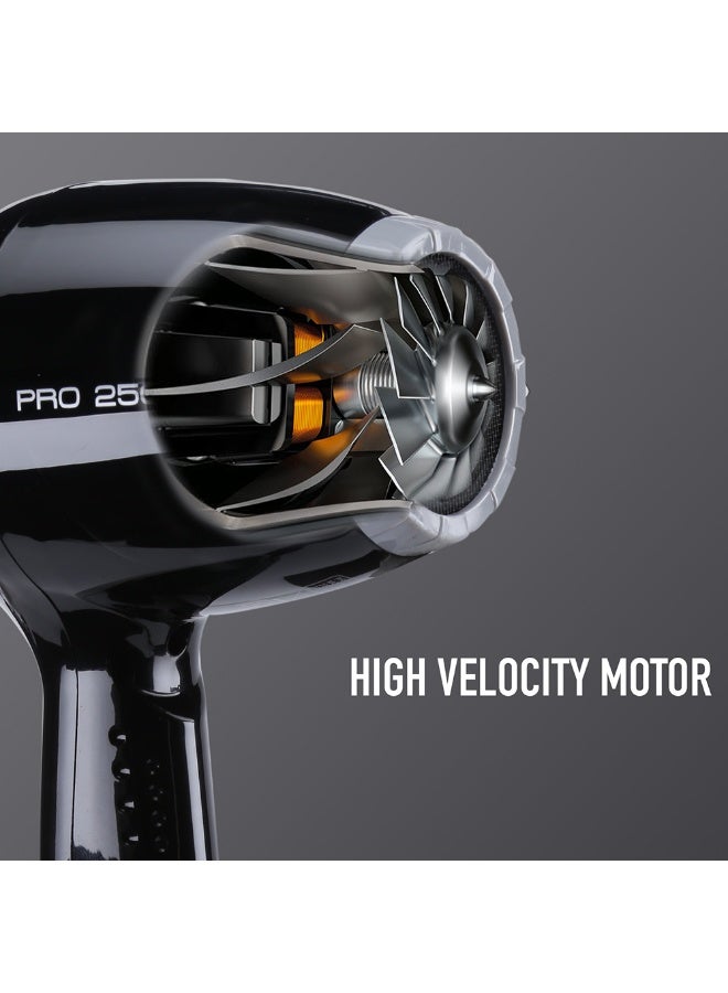 أي كونيك مجفف الشعر أيكونيك بروفيشنال 2500+ أدفانسد، باللون الأسود، ثنائي القدرة 2400 – 2800 واط مع محرك AC بسرعة 23,000 دورة في الدقيقة، وتقنية الأيونات للتحكم في التجعد ومنح الشعر لمعاناً صحياً، يحتوي على 3 إعدادات للحرارة وسرعتين مع زر الهواء البارد لتثبيت التسريحة، فوهتان لتدفق هواء دقيق، نظام حماية من السخونة الزائدة، مناسب لجميع أنواع الشعر. - Image 5