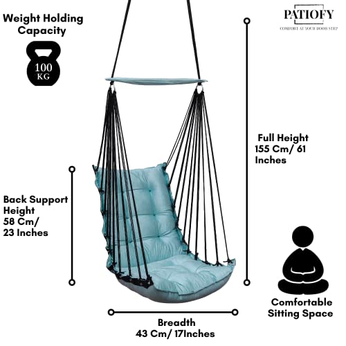 Patiofy Baby Swing/Swing For Kids/Jhula For Kids/Baby Hanging Swing/Baby Hanging Swing Chair/Baby Swing Chair/Swing For Kids For Home/Kids Chair/Swing For Kids -Ocean Blue-Metal,20 Cm,4 Cm - Image 2