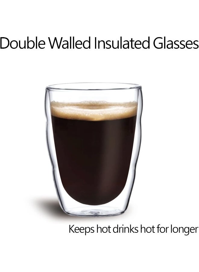 Cuisine Art Cuisine Art Double Walled Glass Coffee Cup 2-Piece Set Borosilicate Glass For Coffee, Tea, Whiskey, Cocktails & All Beverages - Minimalistic & Durable Double-Wall Drinking Mug 80 ML Capacity - Image 2