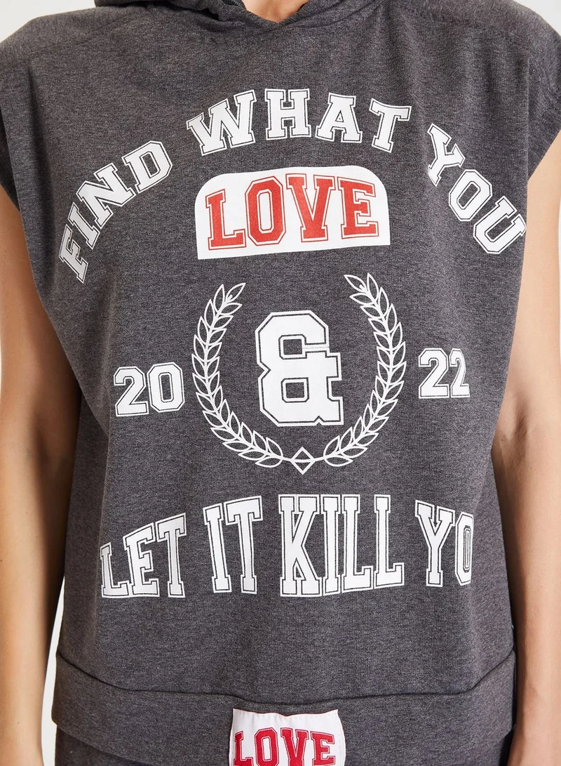 trendyol Printed Hoodie & Pants Set