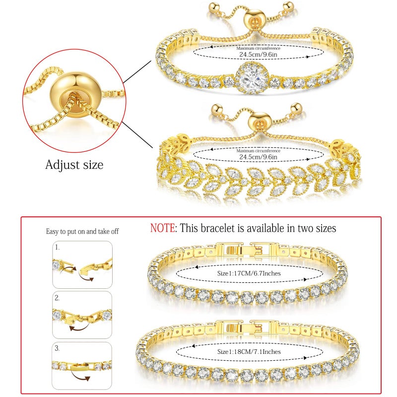 Suyi Tennis Bracelet Cubic Zirconia Bracelet Gold Plated Bracelets for Women 17CM Gold 1 - Image 4
