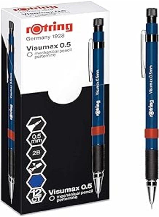 Rotring rOtring Visumax Mechanical Pencil | 0.5 mm | 2B Lead | Dark Blue Barrel | 1 Count 