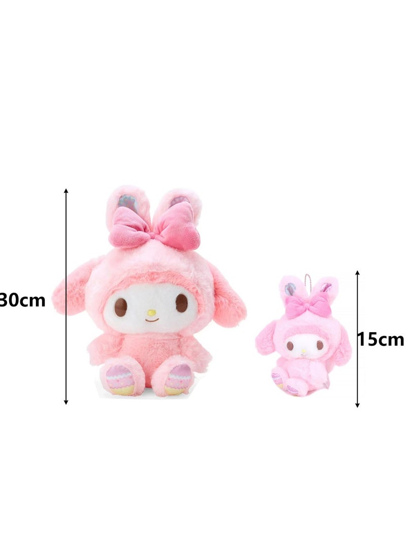 Two-piece doll + pendant (My Melody)rabbit ears and wings series plush toy bag pendant gift ornaments  - Image 2