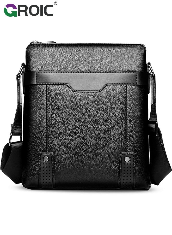 GROIC Crossbody Bag for Men,Leather Messenger Sling Crossbody Shoulder Bag for Men,Side Satchel for Work Business Travel Daily