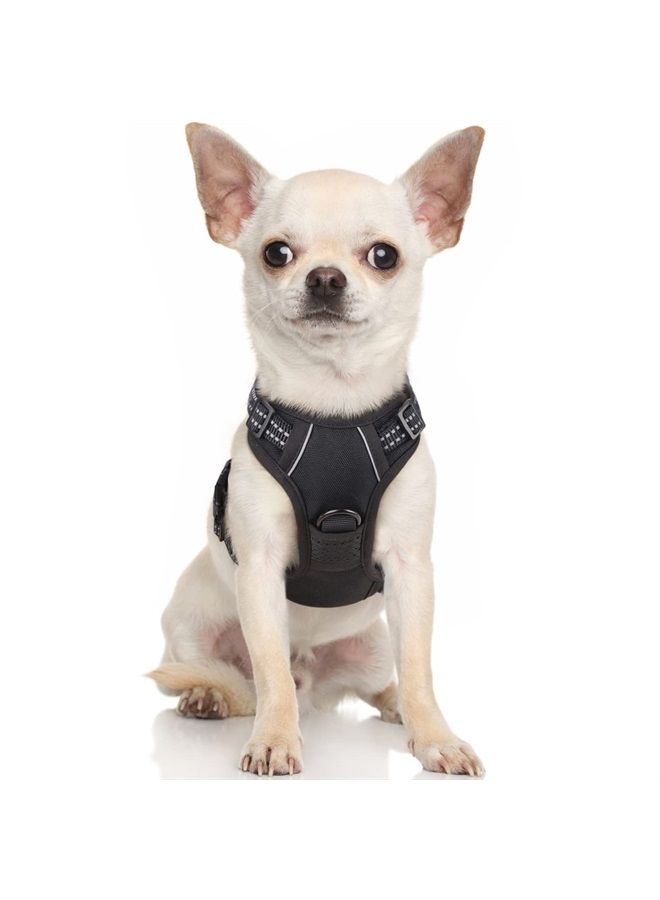 Rabbitgoo Dog Harness, No-Pull Pet Harness with 2 Leash Clips, Adjustable Soft Padded Dog Vest, Reflective No-Choke Pet Oxford Vest with Easy Control Handle for Small Dogs, Black, X-Small - Image 1