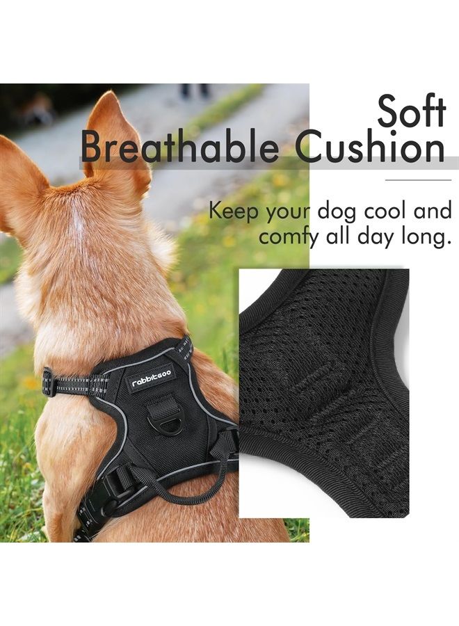 Rabbitgoo Dog Harness, No-Pull Pet Harness with 2 Leash Clips, Adjustable Soft Padded Dog Vest, Reflective No-Choke Pet Oxford Vest with Easy Control Handle for Small Dogs, Black, X-Small - Image 3