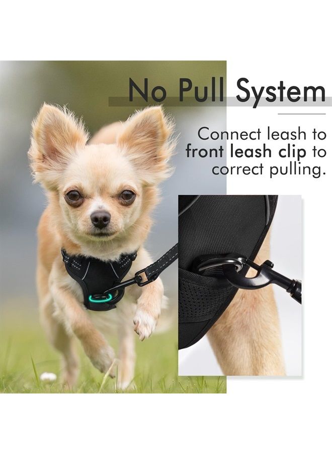 Rabbitgoo Dog Harness, No-Pull Pet Harness with 2 Leash Clips, Adjustable Soft Padded Dog Vest, Reflective No-Choke Pet Oxford Vest with Easy Control Handle for Small Dogs, Black, X-Small - Image 4