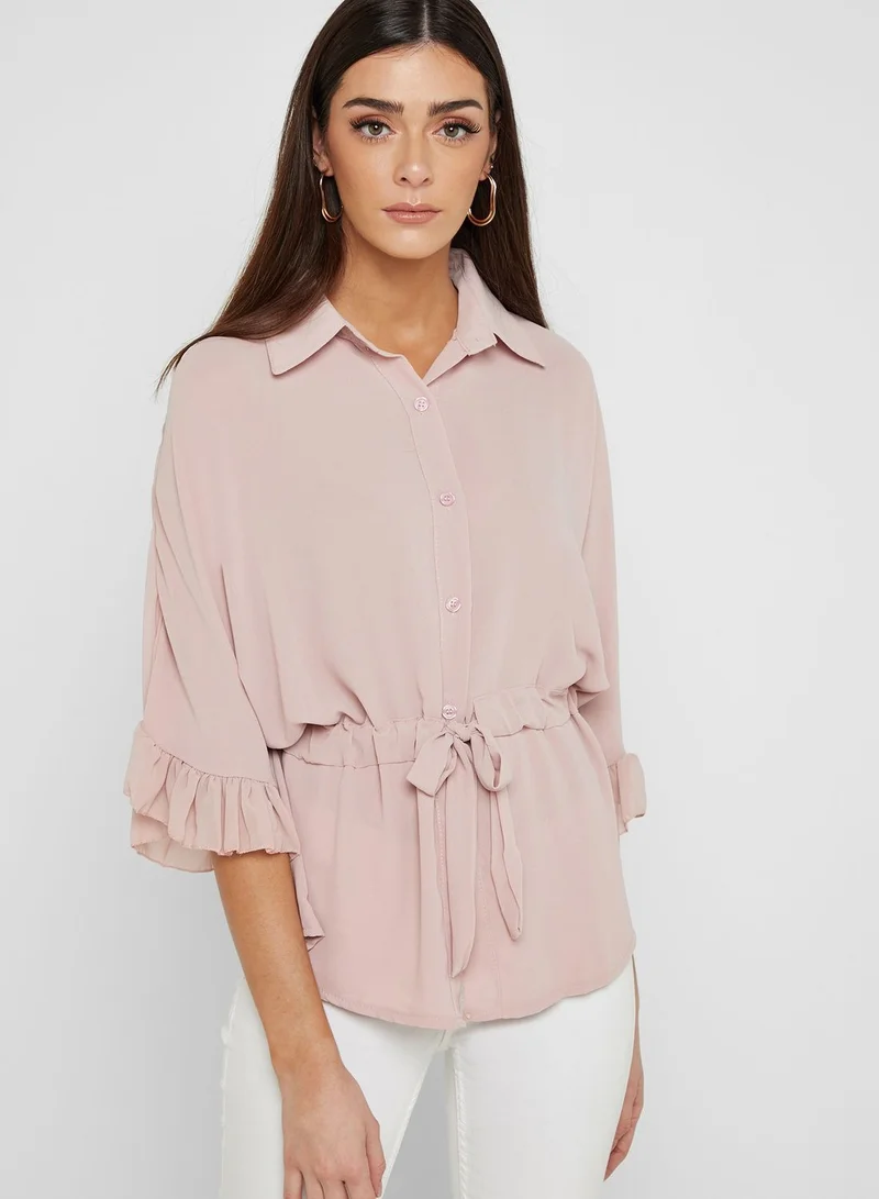 Ginger Ruffle Sleeve Drawstring Shirt